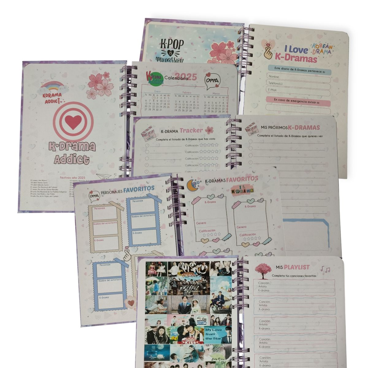 INDEPENDIENTE - Mi diario o cuaderno de k dramas - series favoritas - lila