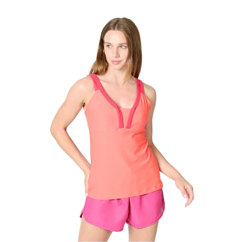 WILSON - Polera Wilson Mujer Solana V Neck Naranja Tenis Padel