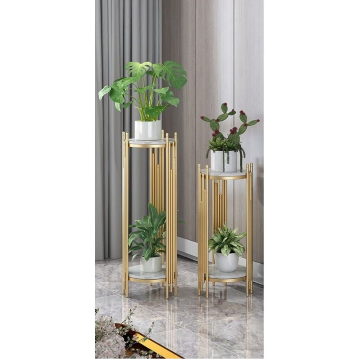 GENERICO - Set Porta Macetero Soporte Macetas Estante Metal Elegante