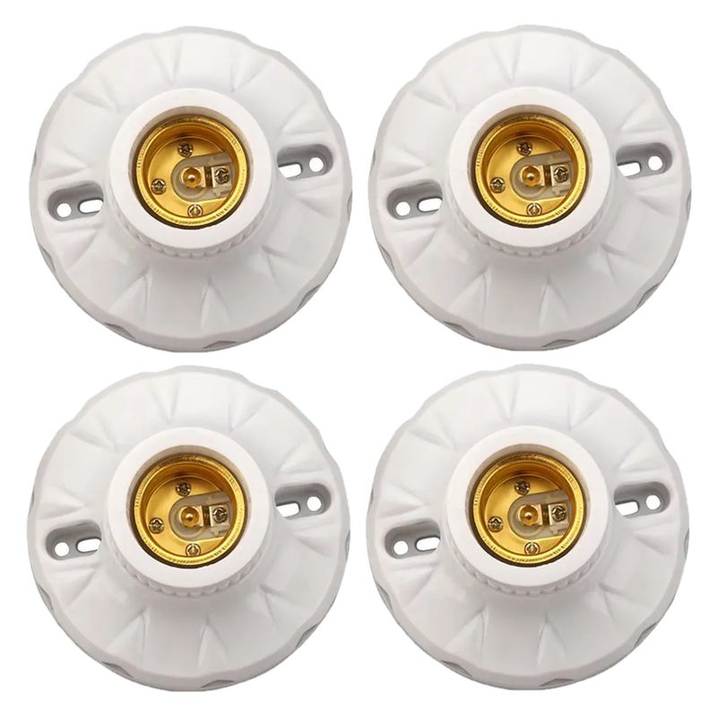 GENERICO - 4 Soquetes Portalámpara Deco E27 Blanco PP