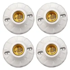 GENERICO - 4 Soquetes Portalámpara Deco E27 Blanco PP