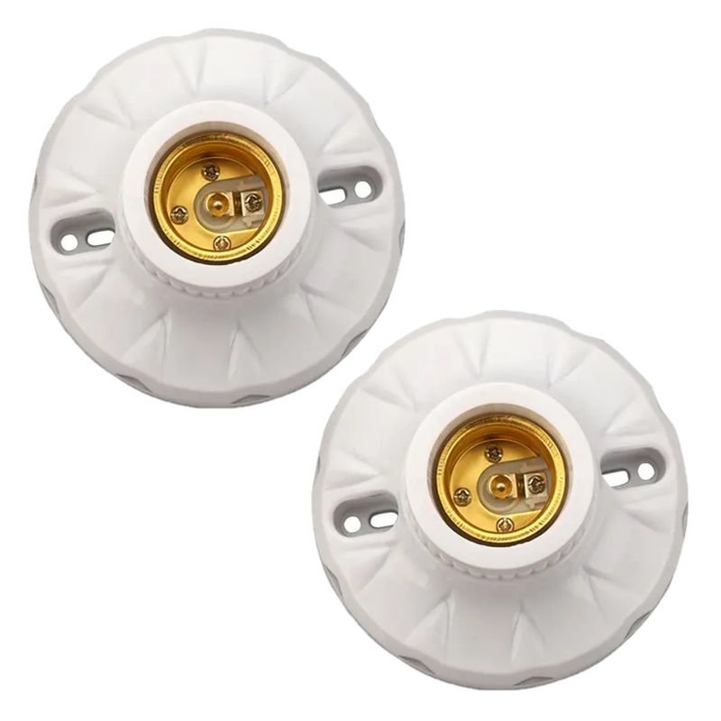 GENERICO - 2 Soquetes Portalámpara Deco E27 Blanco PP