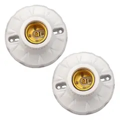 GENERICO - 2 Soquetes Portalámpara Deco E27 Blanco PP