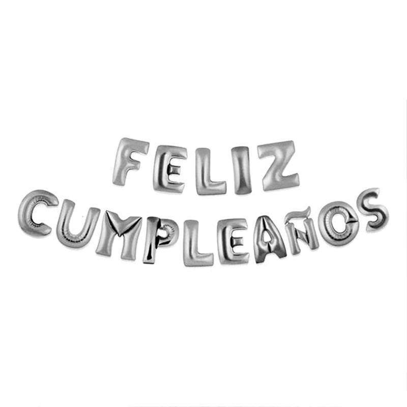 GENERICO - GLOBO METALICO 16 FELIZ CUMPLEAOS PLATEADO X1 UNI
