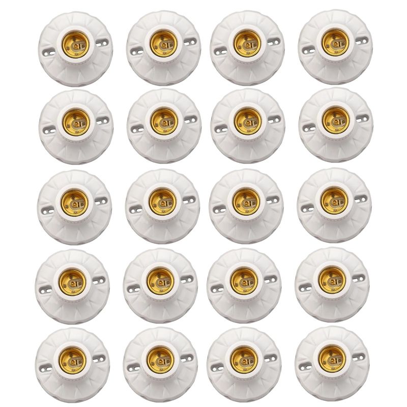GENERICO - 20 Soquetes Portalámpara Deco E27 Blanco PP