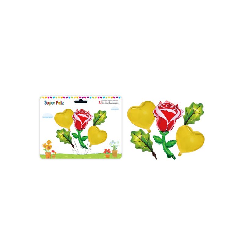 GENERICO - SET DE GLOBOS FLOR 5 PCS