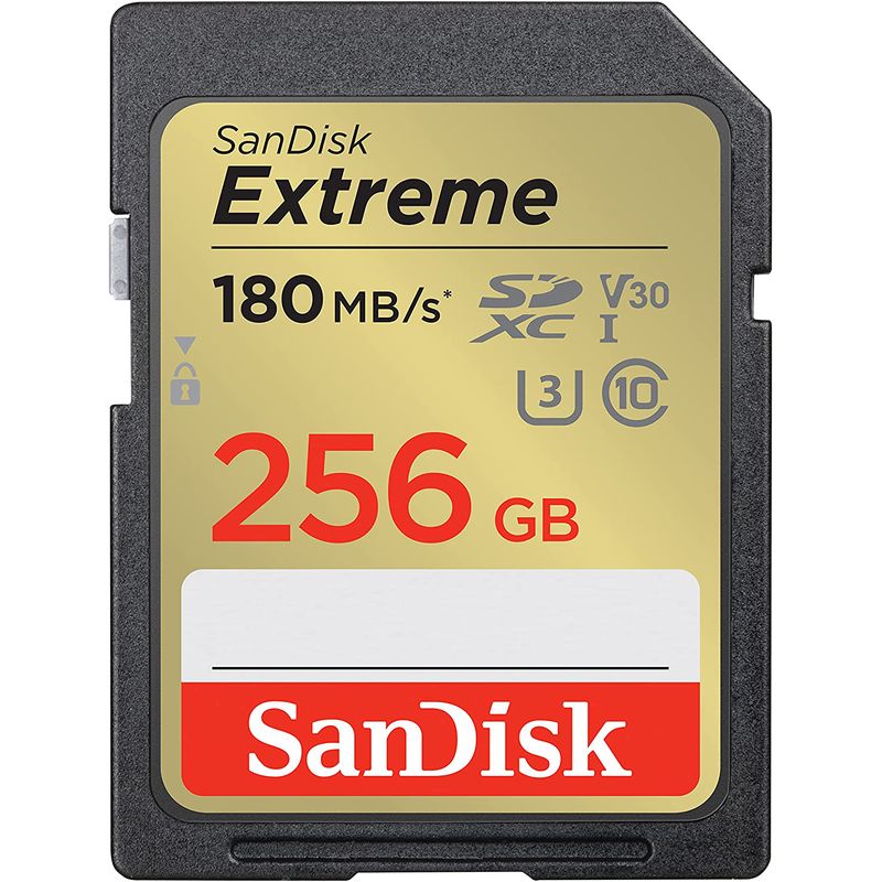 SANDISK - Memoria Sd Sandisk Extreme 256 Gb 180mb/s U3 V30 4k Uhd