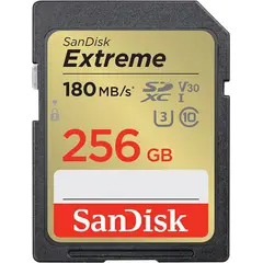 SANDISK - Memoria Sd Extreme 256 Gb 180mb/s U3 V30 4k Uhd