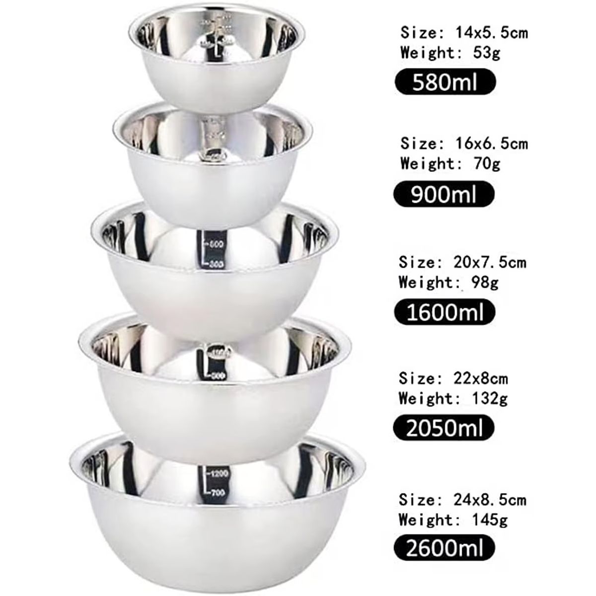 YOMYM - Cuencos Mezclar Bowls de Cocina Bol 5-Piece Setmenaje Cocina Cuenco