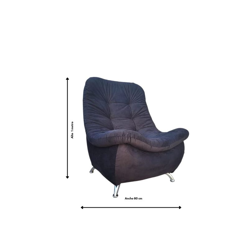 GENERICO - SITIAL SOFA CURVO HILARY NEGRO FELPA