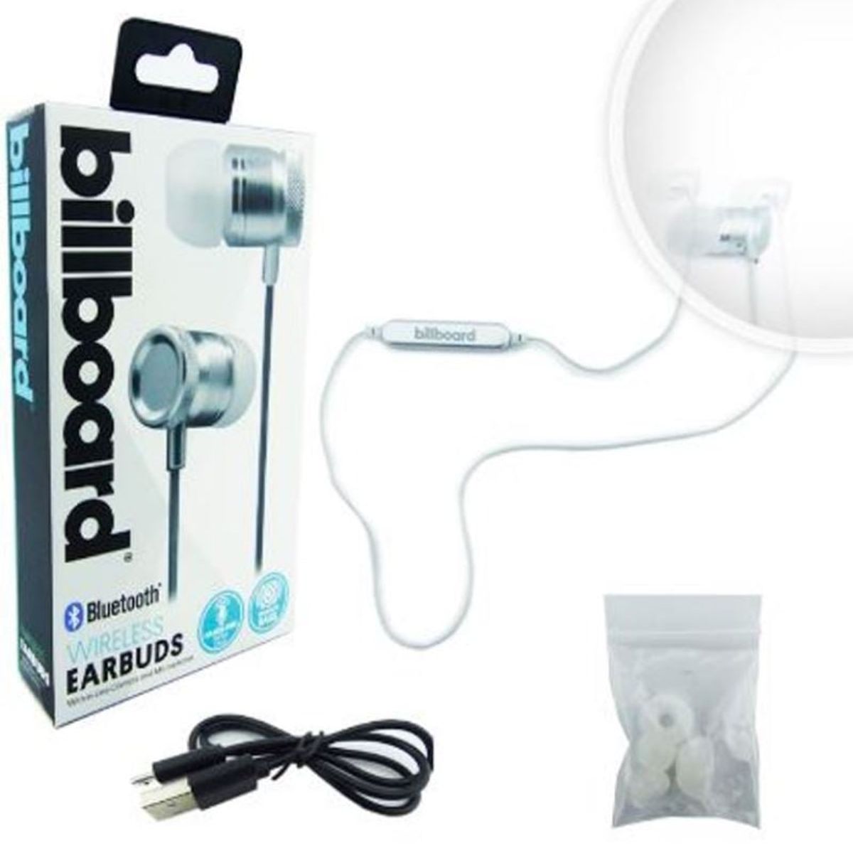 OEM - AUDIFONO SPORT BLUETOOTH BILLBOARD IN EAR MODELO BB487 SILVER