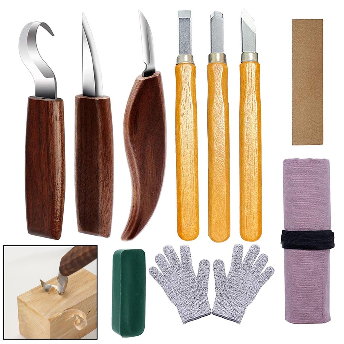 10pcs Cuchillo Cincel Gubia Tallar Madera Carpintería, marca KUANGYE - Foto Principal