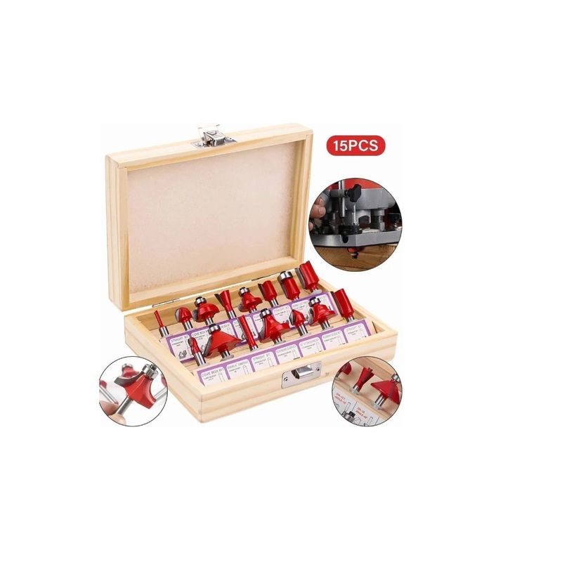 GENERICO - 15 Fresas Madera Toma 14 - Router Tupi Fresador