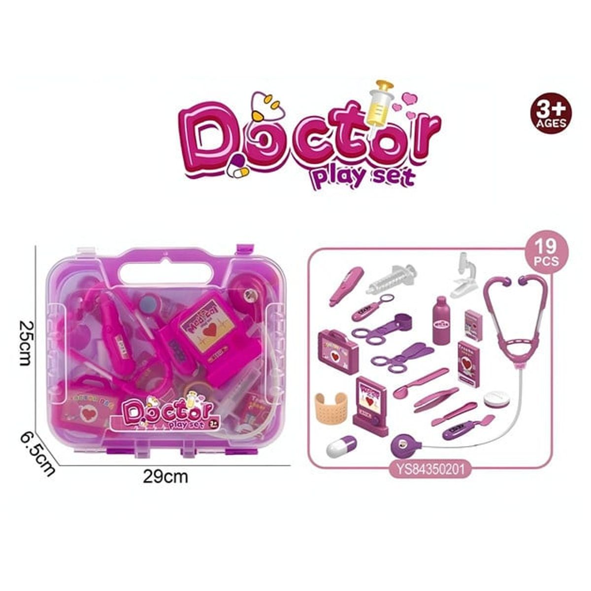 GENERICO - MALETA DE DOCTOR JUGUETE DE ROLES NIÑOS ROSA