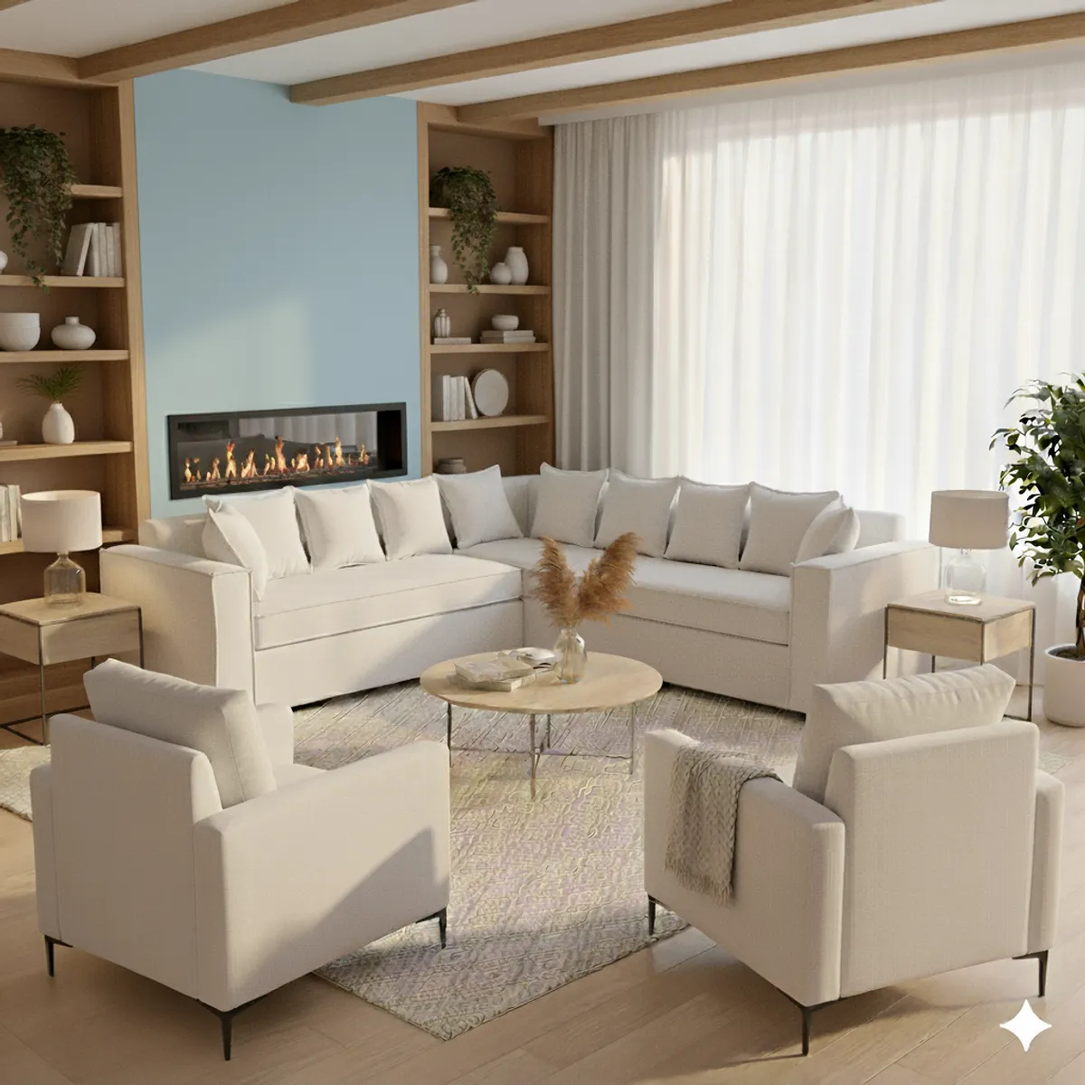 SITIAL HOME - Living 311 Romeo Crudo Seccional + 2 Poltronas resortes f comfort