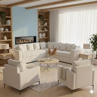 Living 311 Romeo Crudo Seccional + 2 Poltronas resortes f comfort