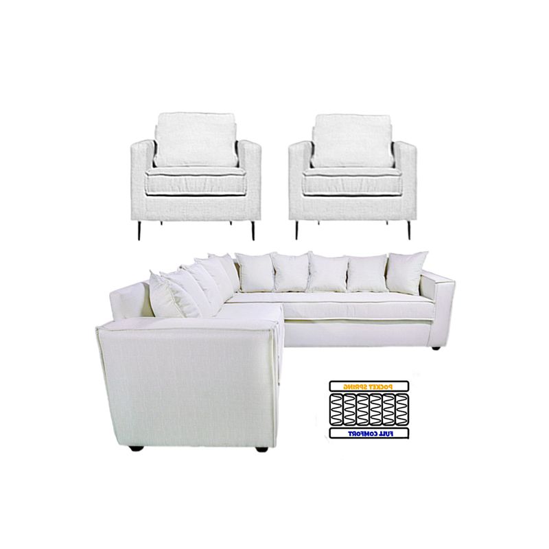 SITIAL HOME - LIVING 311 ROMEO CRUDO SECCIONAL + 2 POLTRONAS CON RESORTES POCKET