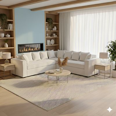 Imagen 2 del producto Living 311 Romeo Crudo Seccional + 2 Poltronas resortes f comfort