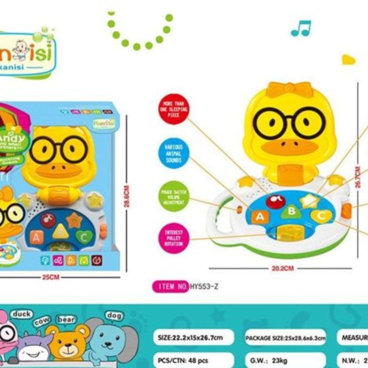 GENERICO - Piano Pato Infantil Letras Sonido Musica Bebes Niño+bateria