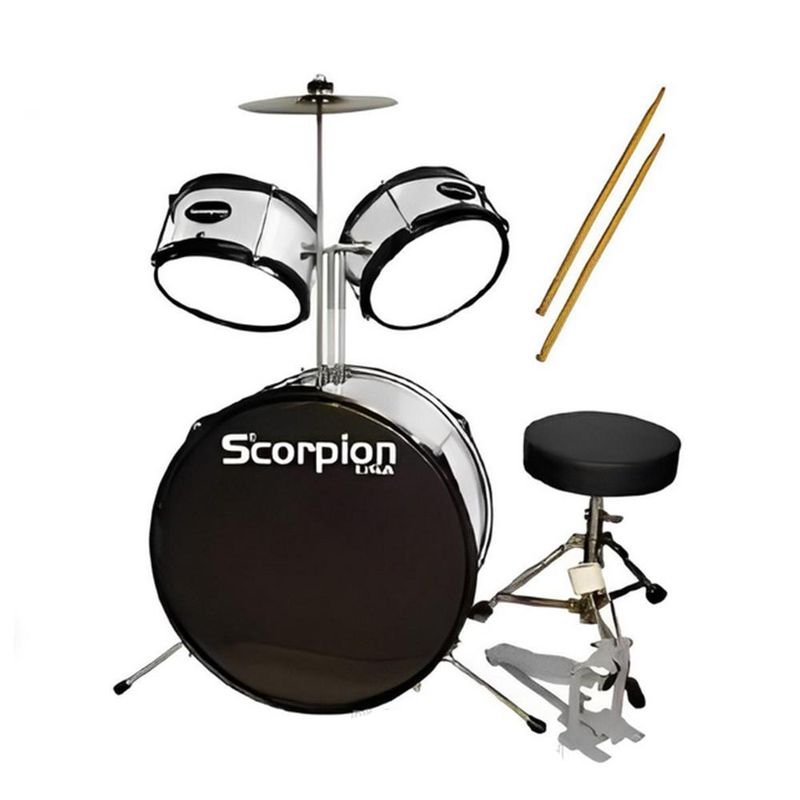 SCORPION - Batería Infantil de Niño Scorpion SBJ-3 BLANCA