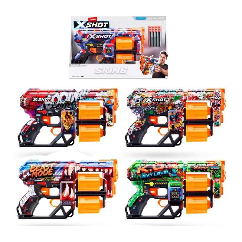 X-SHOT - Lanza Dardos Dread Skins Con 12 Dardos X-Shot
