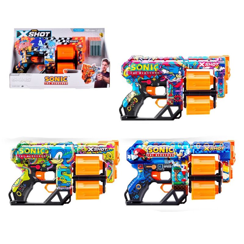 X-SHOT - Lanzador Skin Sonic Con 12 Dardos X-Shot