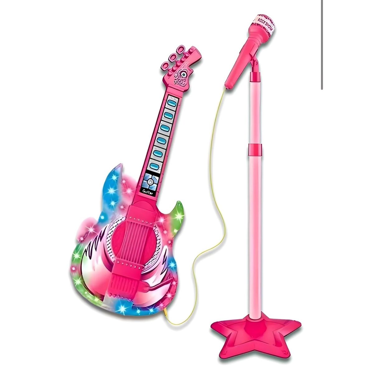 GENERICO - Set Guitarra Micrófono Pedestal Juguete Mp3 Luces 27n4