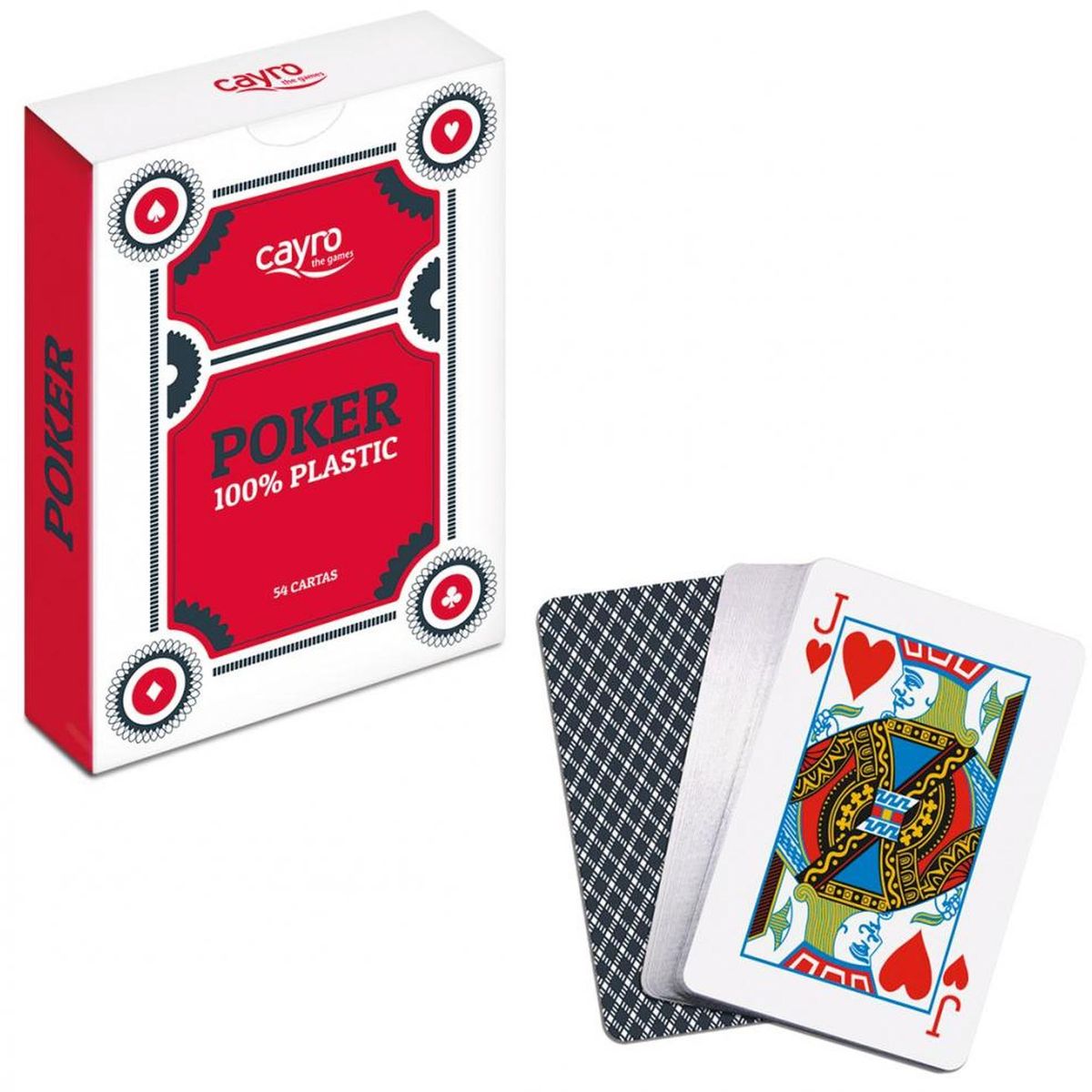 CAYRO - Baraja cartas póker 100% plástico (ROJO)