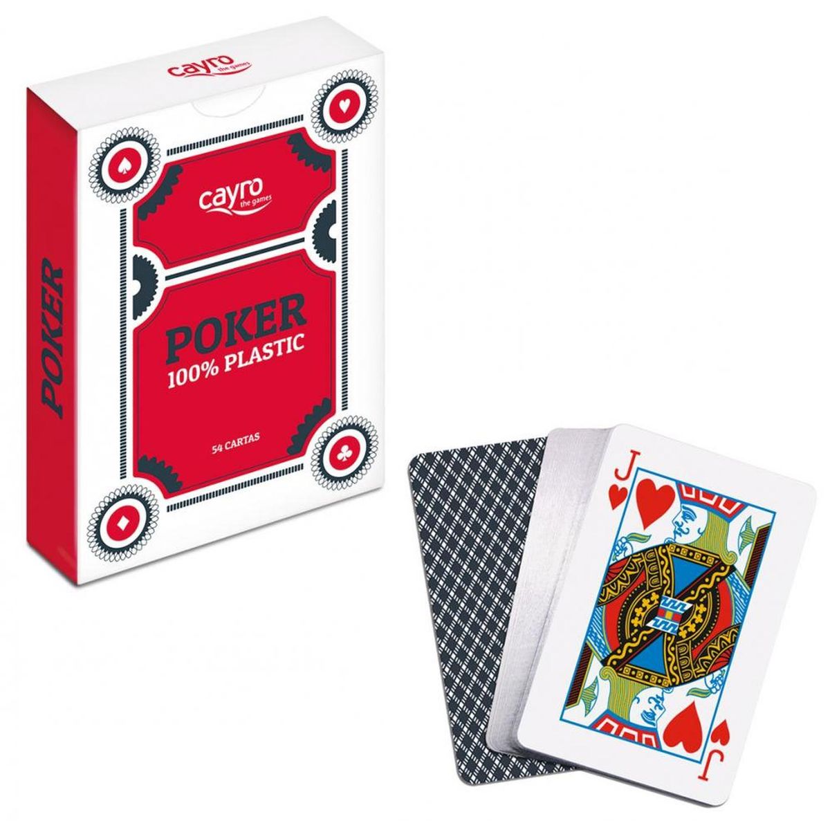 CAYRO - Baraja cartas póker 100% plástico (ROJO)