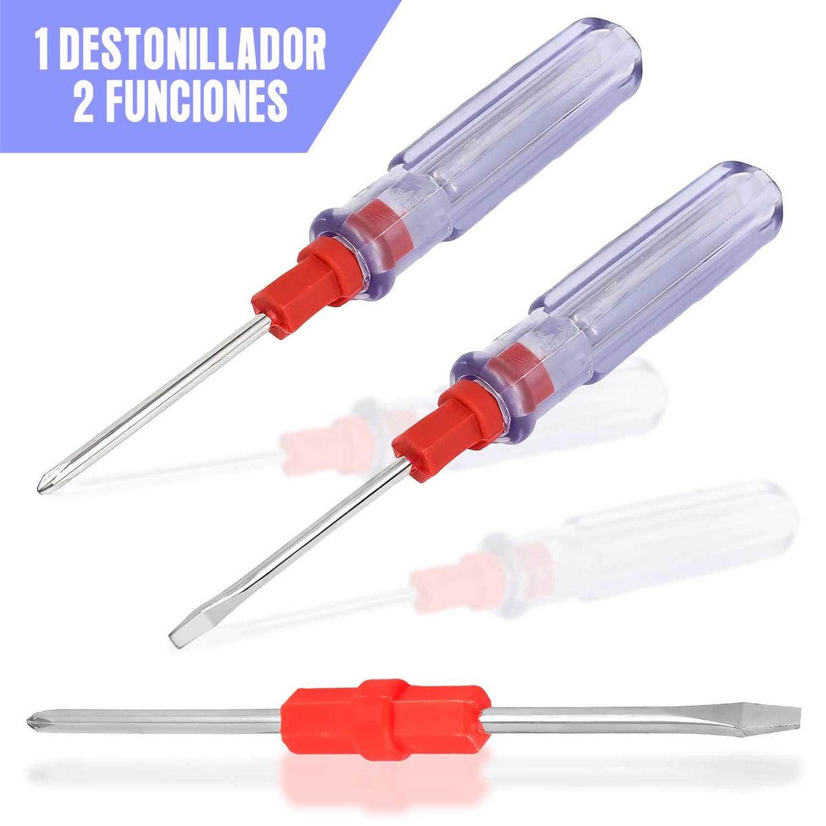 GEN - Destornillador Herramienta 2 En 1 Magnetico Paleta Cruz Atornillador