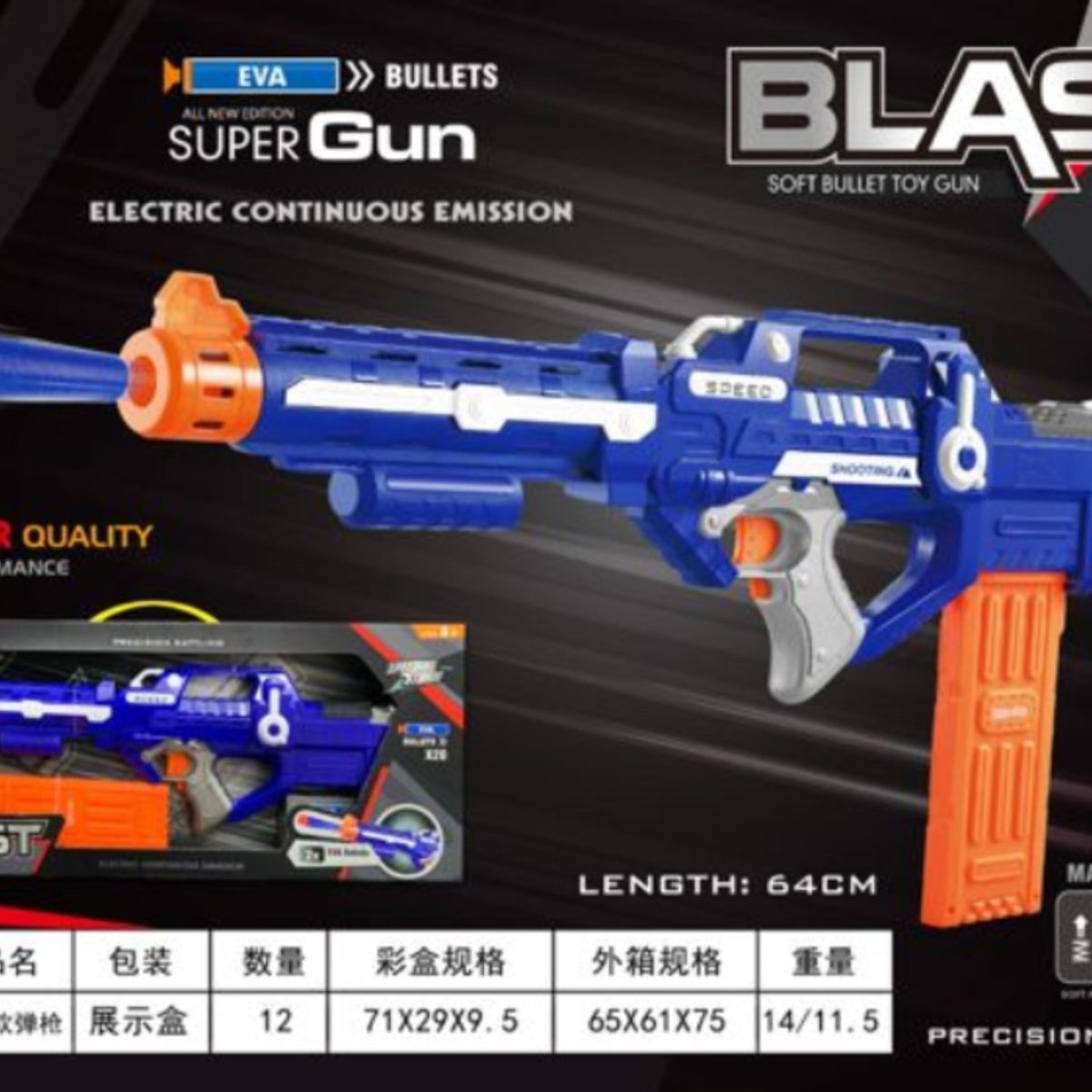 GENERICO - LANZADOR BLAST SOFT BULLT GUN-AZUL