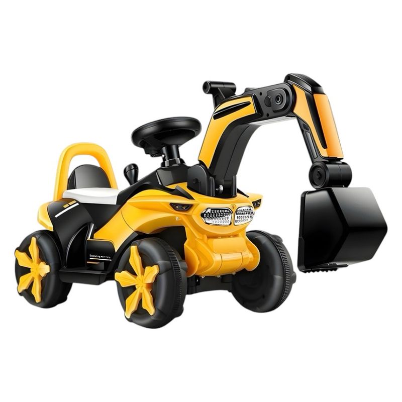 LUBABYCAS - Excavadora Eléctrica Montable Luces Música Yellow LuBabycas