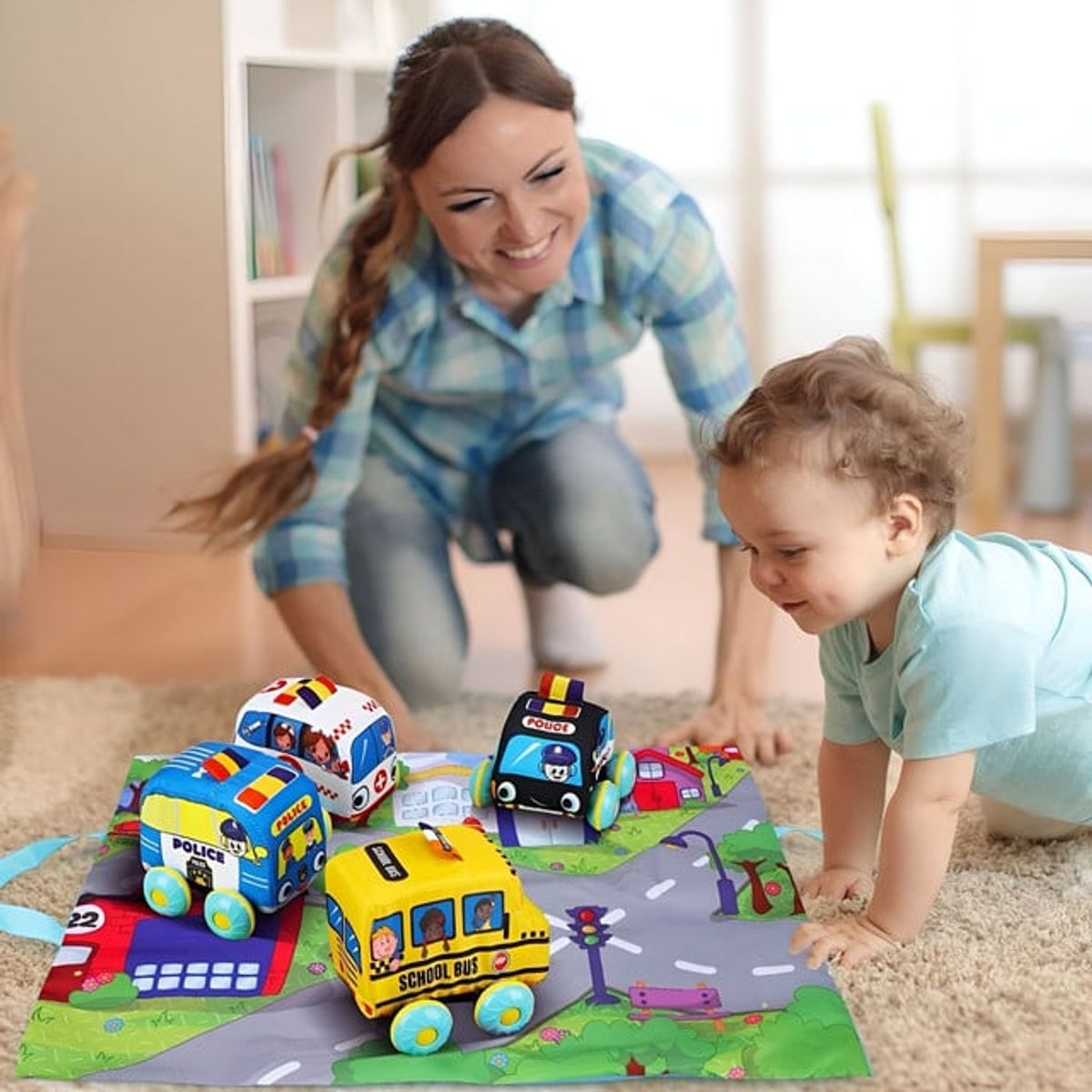 GENERICO - Set vehículos de espuma con alfombra de ciudad HUANGER