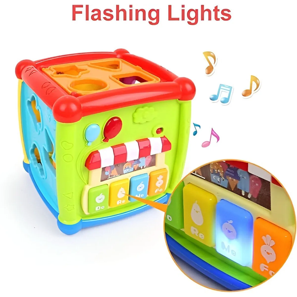 GENERICO - Cubo didáctico musical de aprendizaje 6 en 1