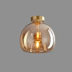 HOME NEAT - Lámpara de Techo de vidrio E27 de 25CM - ámbar