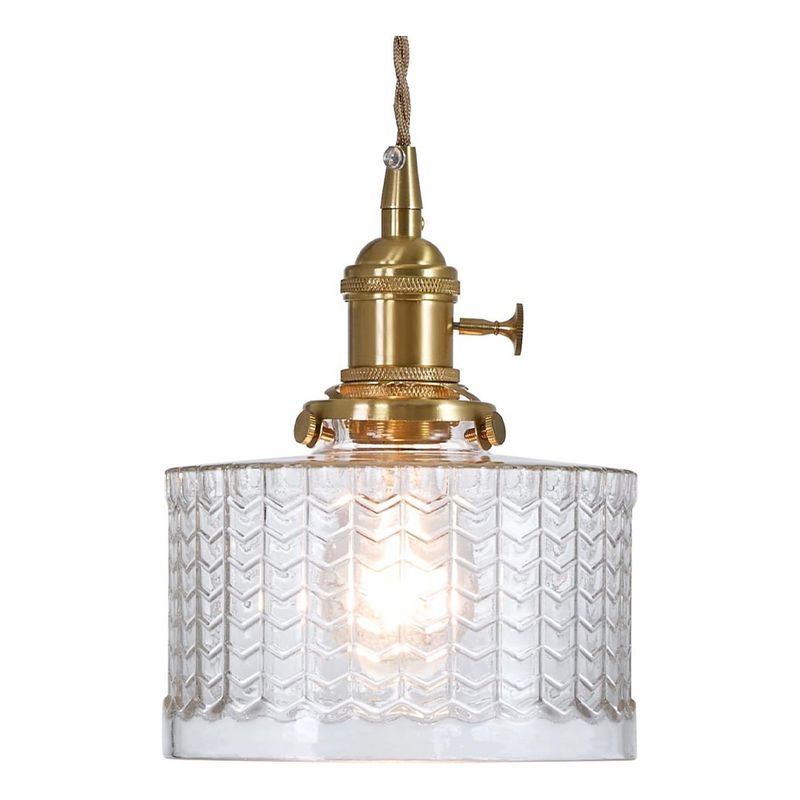 HOME NEAT - Lámpara Colgante De Vidrio Con Patrón De Ondas Ø16cm - Claro