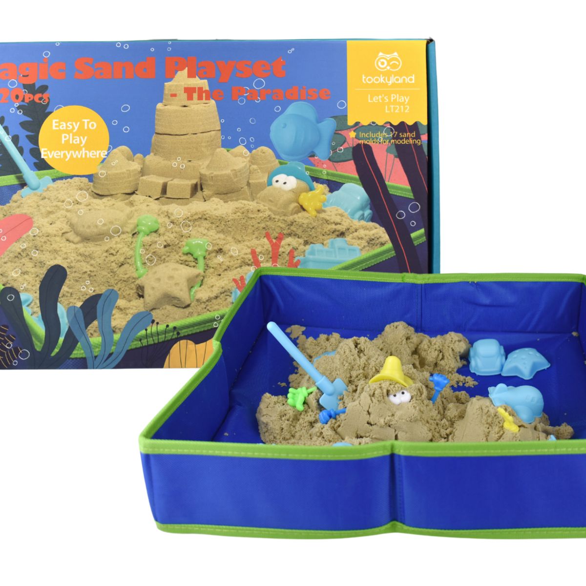 TOOKY - Arena Mágica Set 2 Kg + Moldes Y Caja De Arena