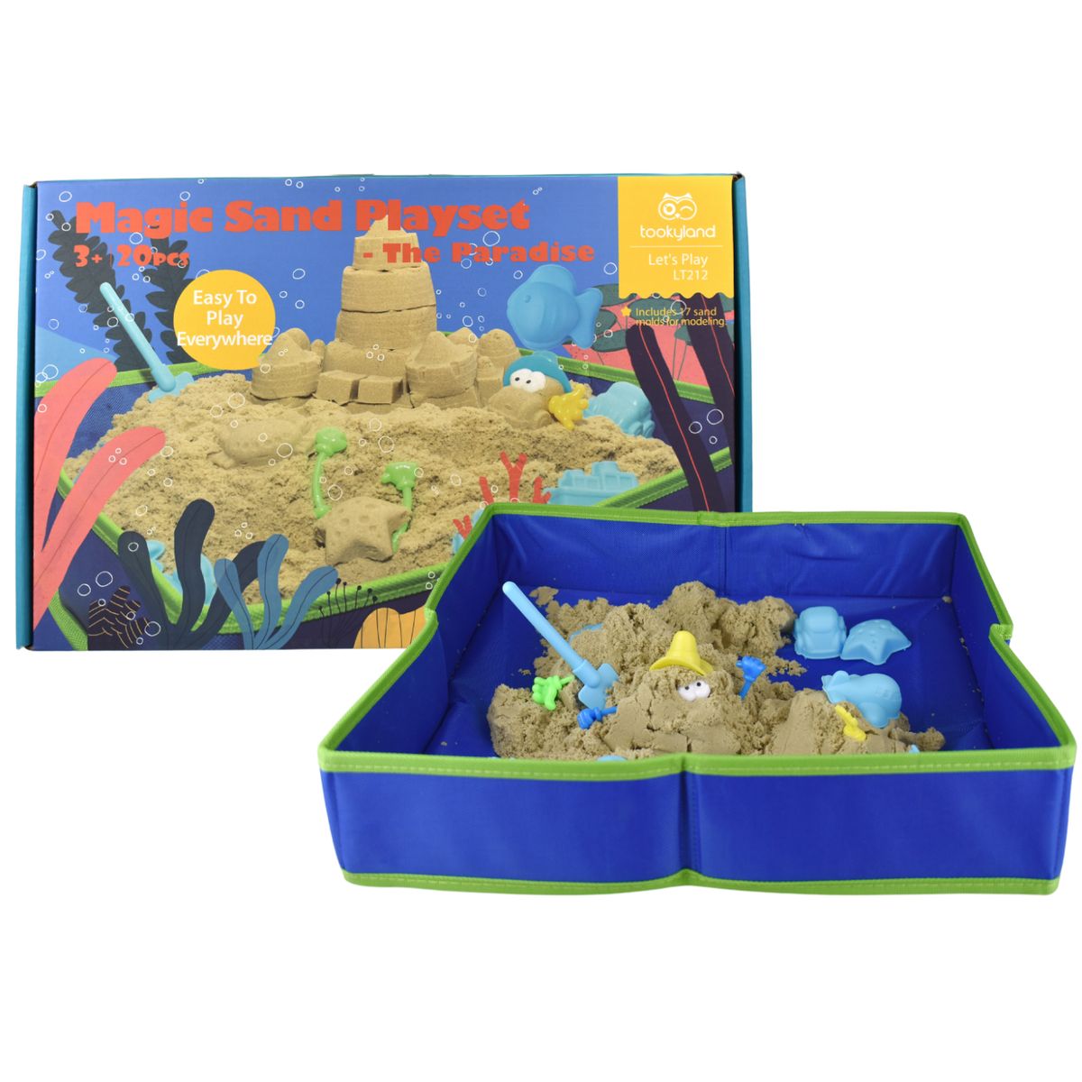TOOKY - Arena Mágica Set 2 Kg + Moldes Y Caja De Arena