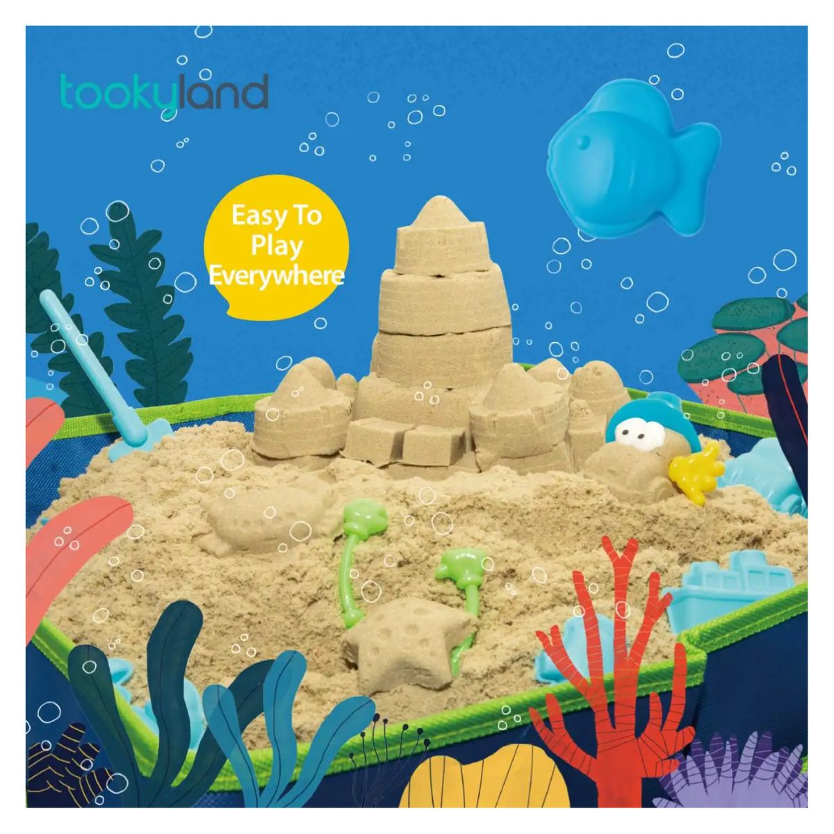 TOOKY - Arena Mágica Set 2 Kg + Moldes Y Caja De Arena