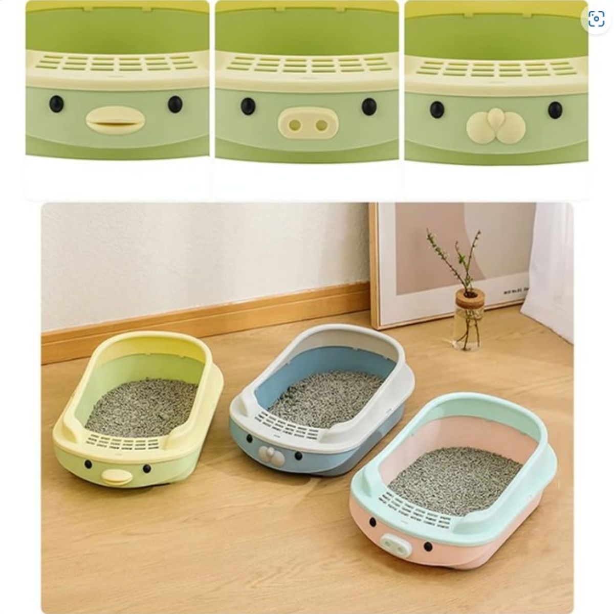 GENERICO - Arenero para Gatos Bandeja de Arena Con Diseño Celeste