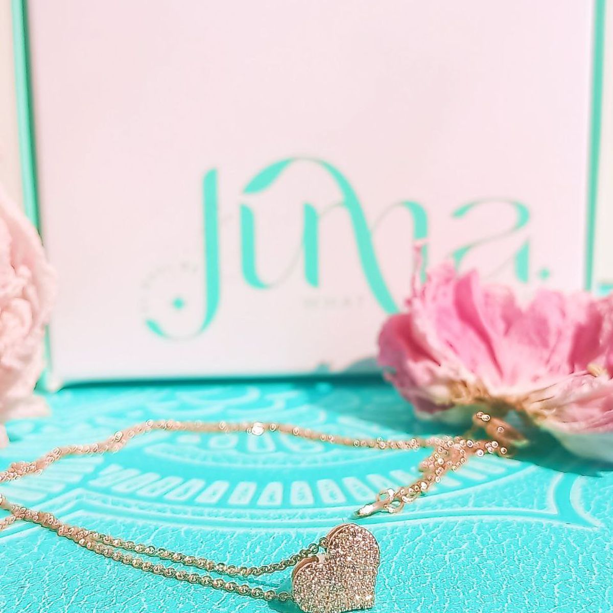 ELBAULDEJUMA - Colgante Punto Luz Corazon Zirconia bañado En Oro Rosa 18k