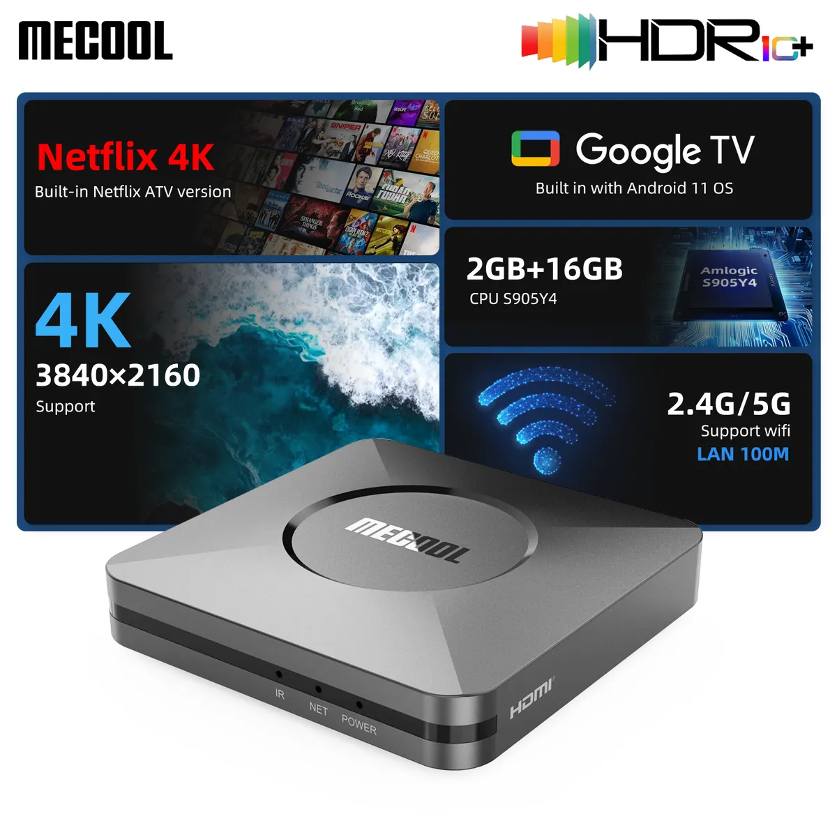 MECOOL - Mecool M2 Pro Google TV Certificado Netflix 4K 2GB RJ45