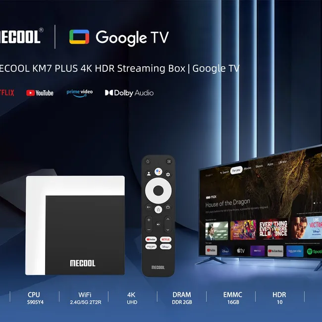 MECOOL - Mecool KM7 Plus Google TV Certificado Netflix 4K 2GB RJ45