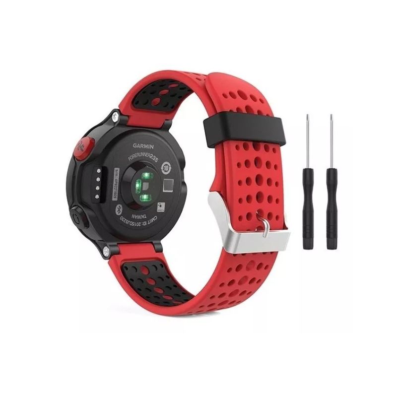 GENERICO - Correa Bicolor Para Garmin Forerunner 220 230 235 620 735tx-ROJO NE