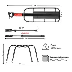 GENERICO - Parrilla Bicicleta Porta Alforja Ajustable Ring 20-29 100kg