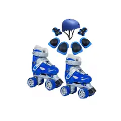 GENERICO - PATINES AJUSTABLES NIÑO CON PROTECCION TALLA S 30 AL 33