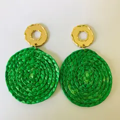 FRAUEN - Aros Teatina Verde Baño Oro