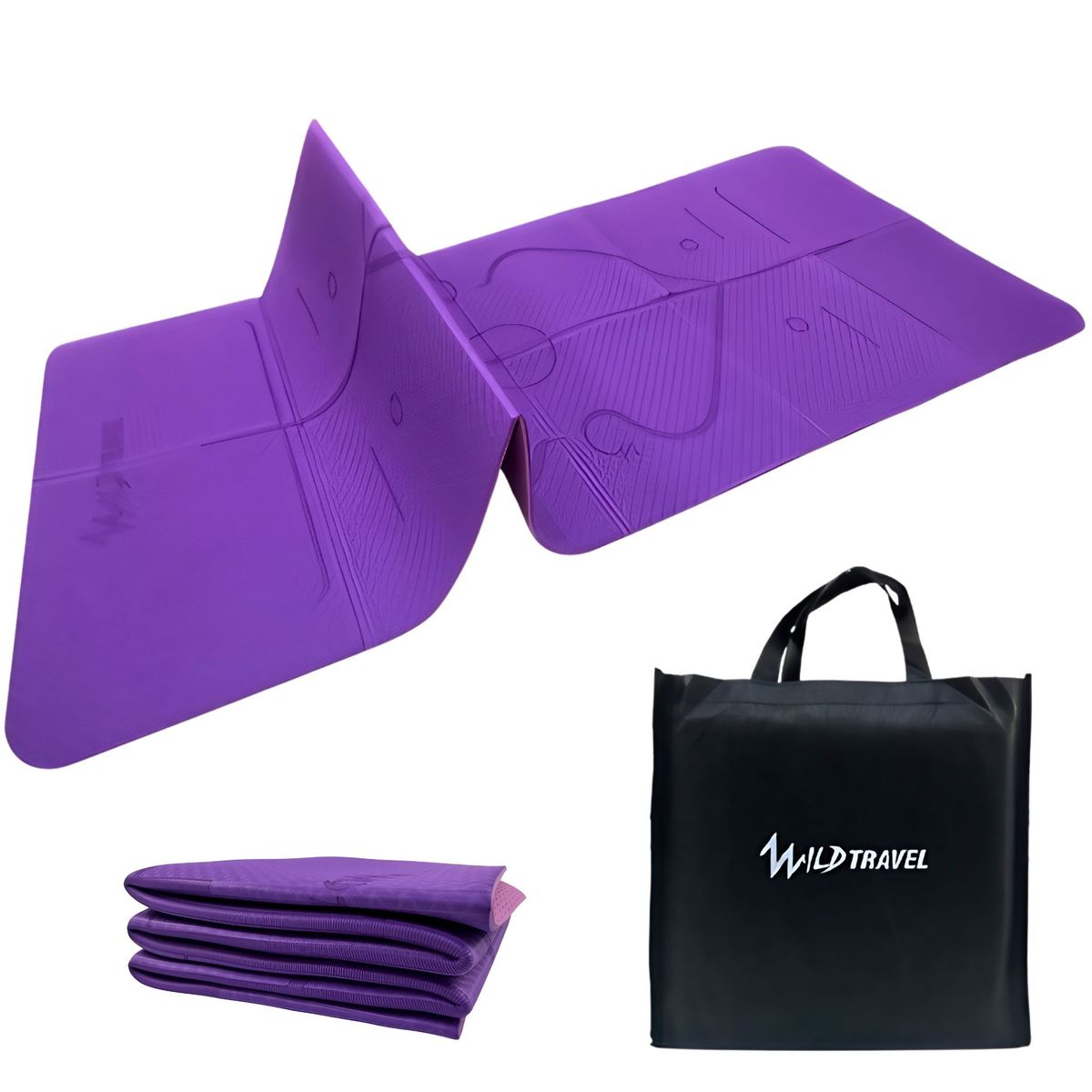 WILD TRAVEL - Mat Yoga Colchoneta Plegable FlexiMat 6mm Morado + Bolso