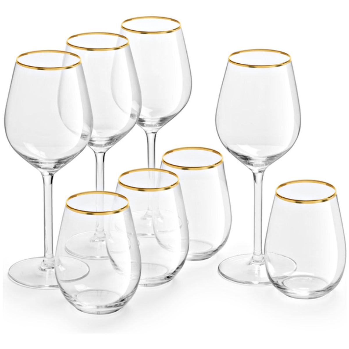 ROYAL LEERDAM - SET 4 COPAS 380 ML + 4 VASOS 350 ML BORDE DORADO SKYLEN