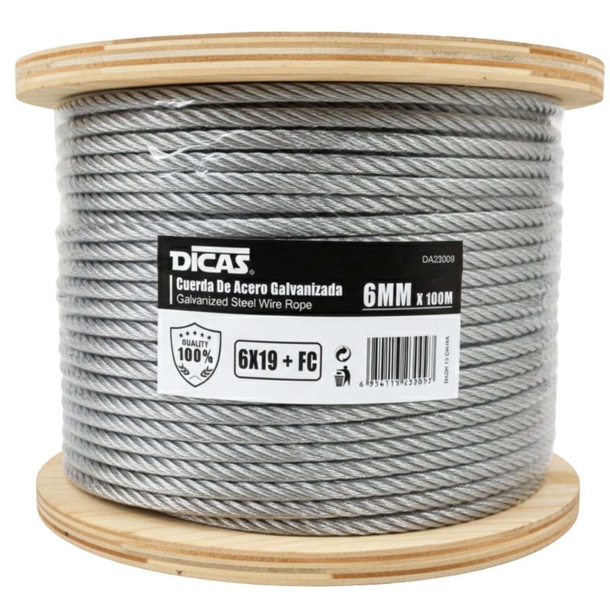 DICAS - Piola De Acero Galvanizado 6 Mm 100 Metros Dicas